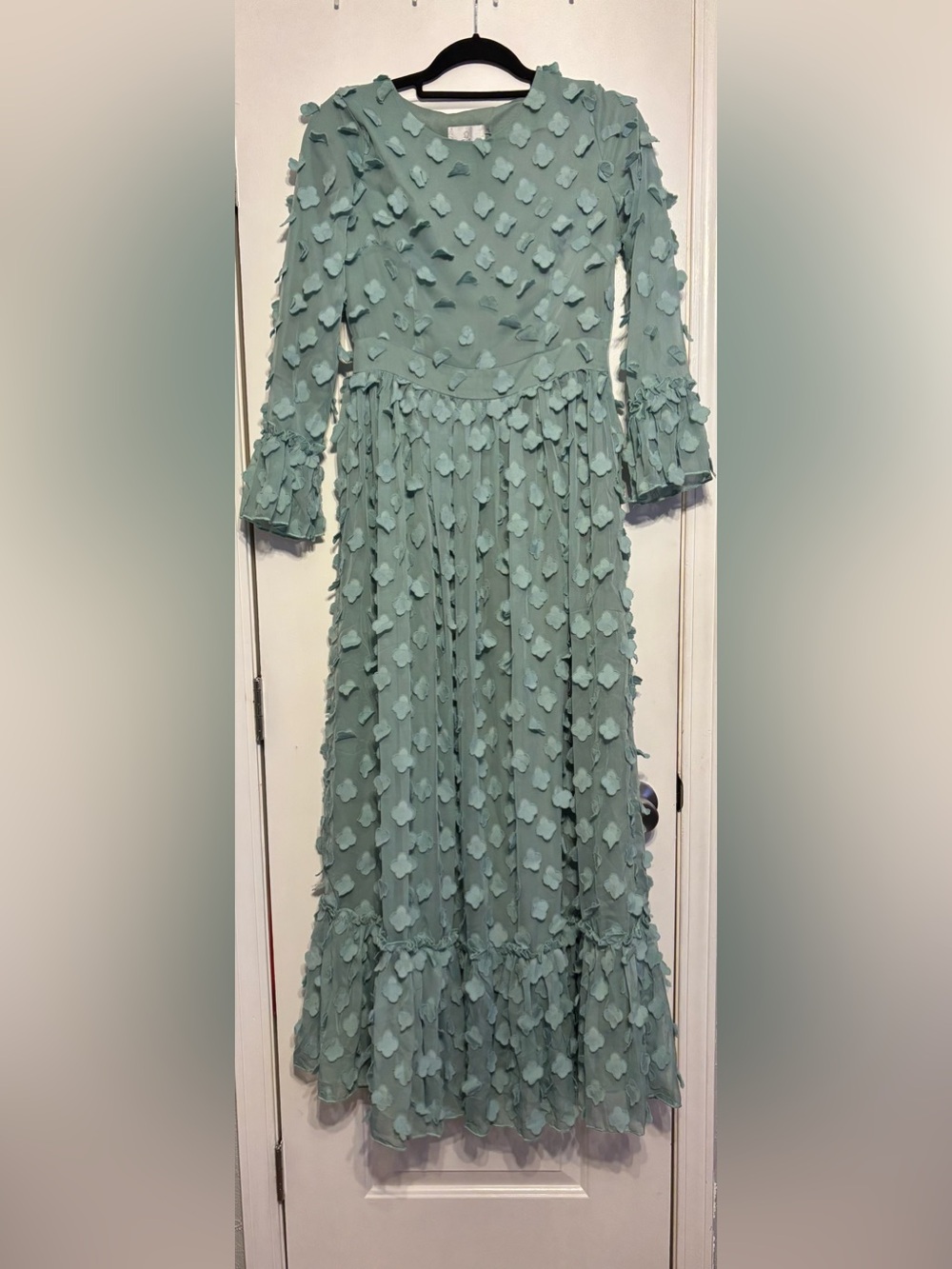 Dainty Jewells Sage Green Textured Floral Dress